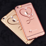 Luxury Love Heart Diamond Plating Soft Case For iPhone