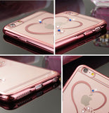 Luxury Love Heart Diamond Plating Soft Case For iPhone