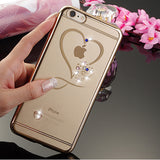 Luxury Love Heart Diamond Plating Soft Case For iPhone