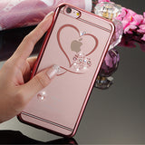 Luxury Love Heart Diamond Plating Soft Case For iPhone