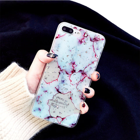 Shining Retro Foil Marble Phone Case For iPhone