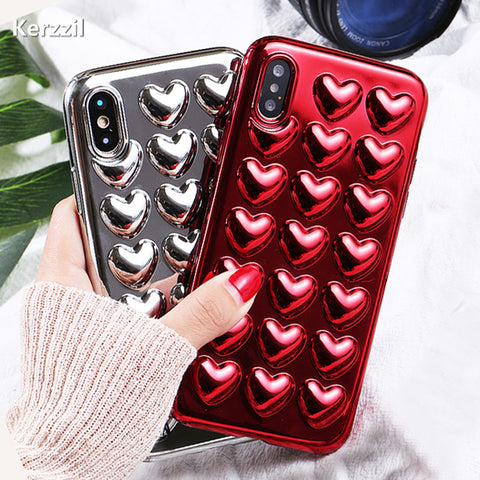 3D Love Heart Phone Case For iphone X